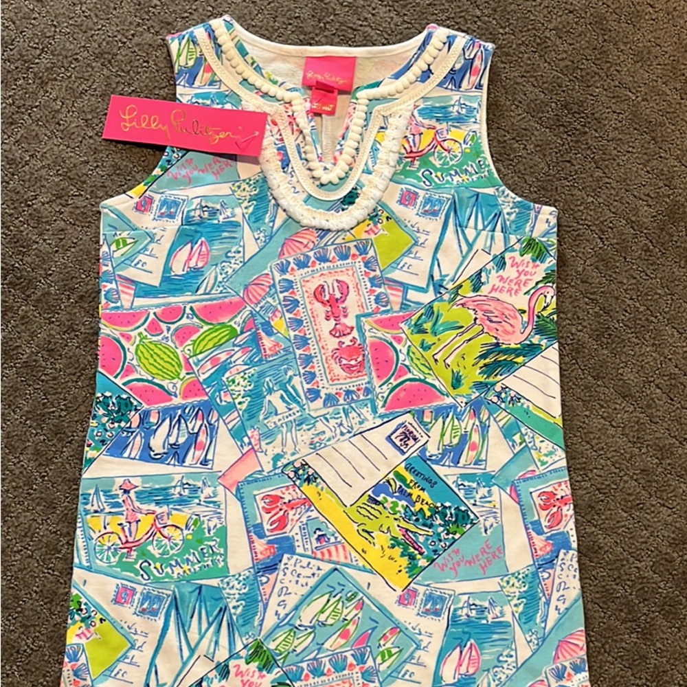 Kids NWT Mini Harper Shift Lilly Pulitzer in Wish you were here print size med